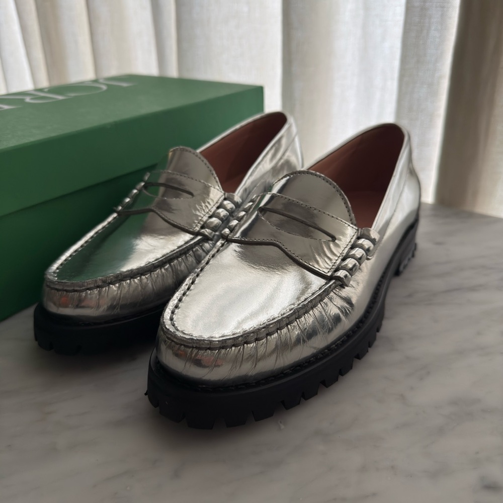 Women’s Silver Loafers J.Crew